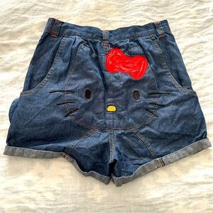 Merci Beaucoup X Hello Kitty limited edition Denim Shorts size M Women EUC!